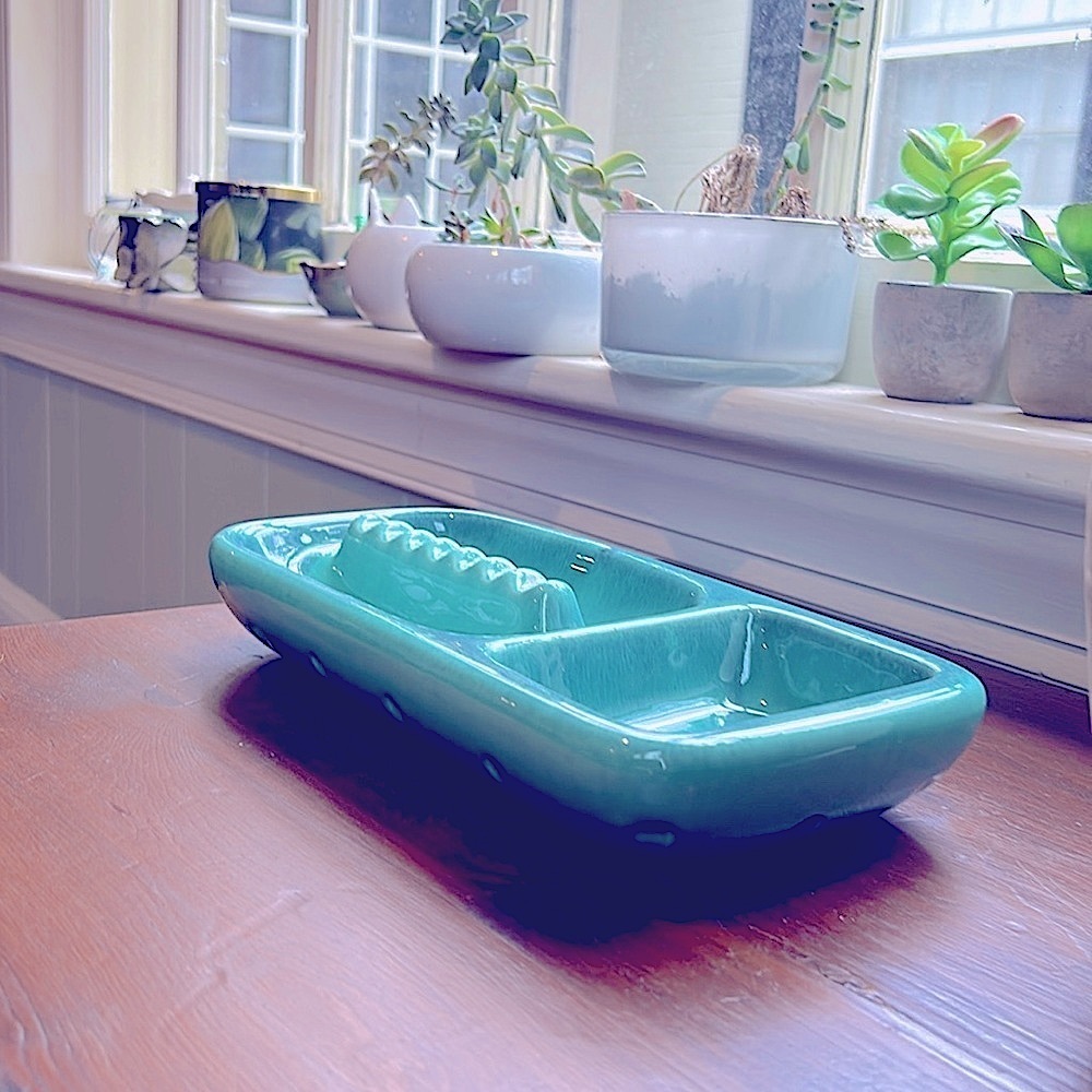 Ceramic Smoke Stash Table Dish Sea Green Dockside Water Blue